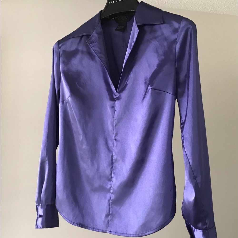 Express 3/4 blouse purple wide lapel